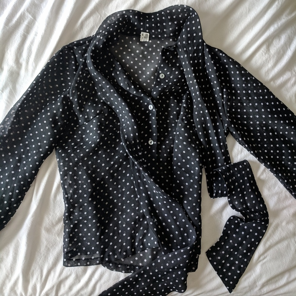 LAST CHANCE! Sheer polkadot vintage blouse